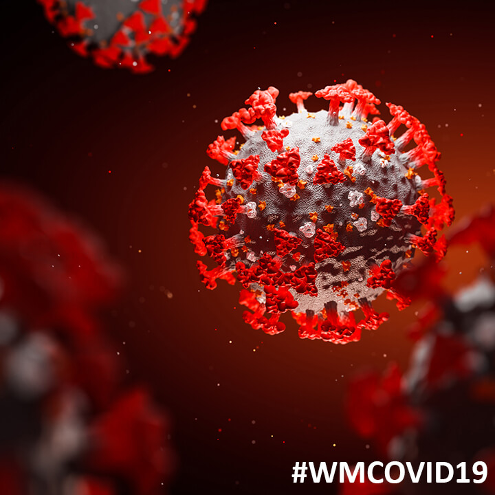 WM_coronavirus_red with #WMCovid19